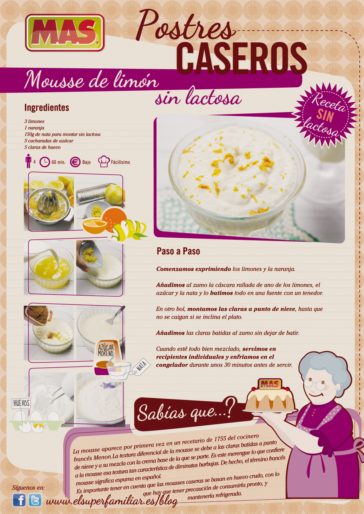 Receta de Mousse de limón sin lactosa