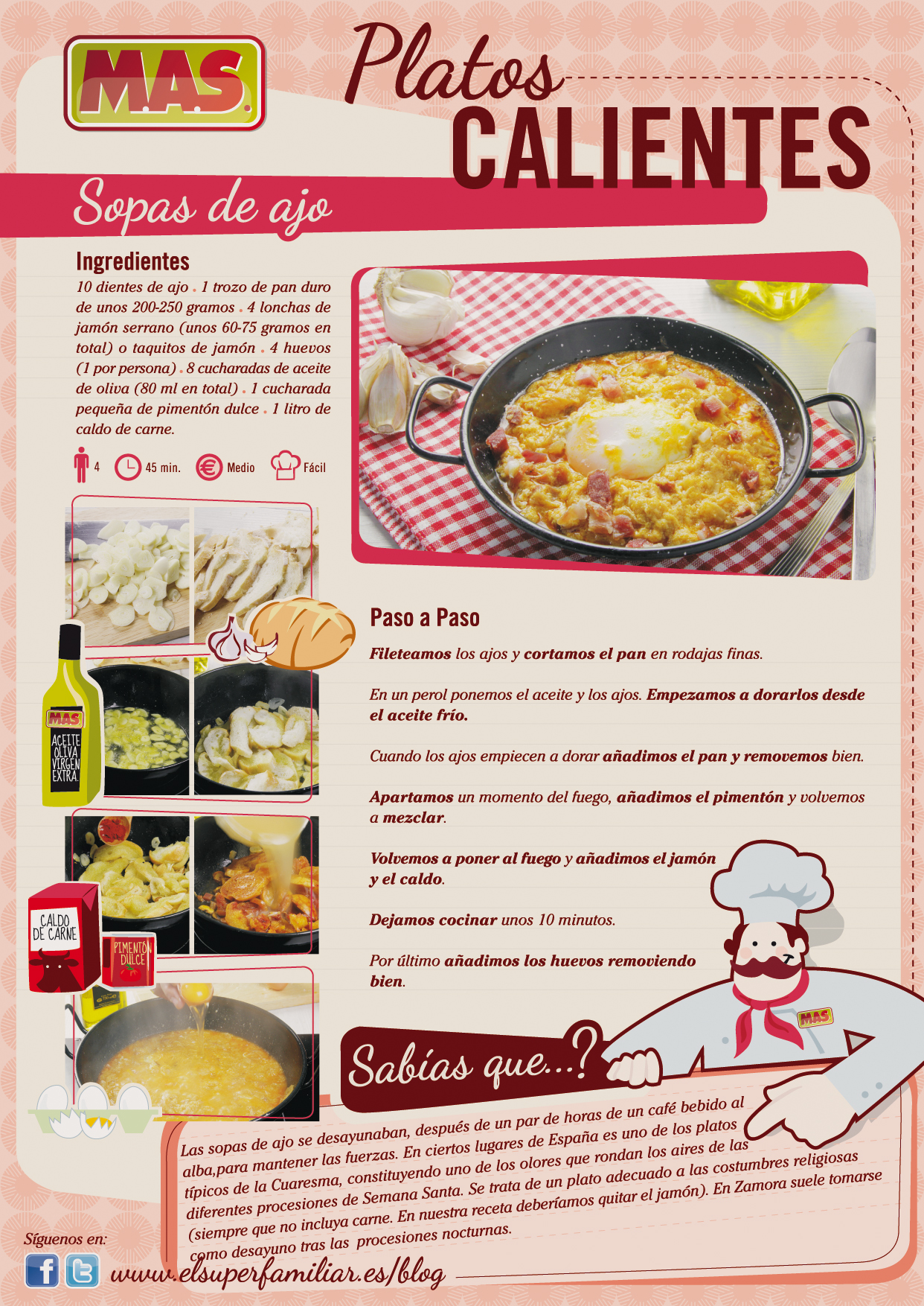 Infografía con la receta de sopa de ajo