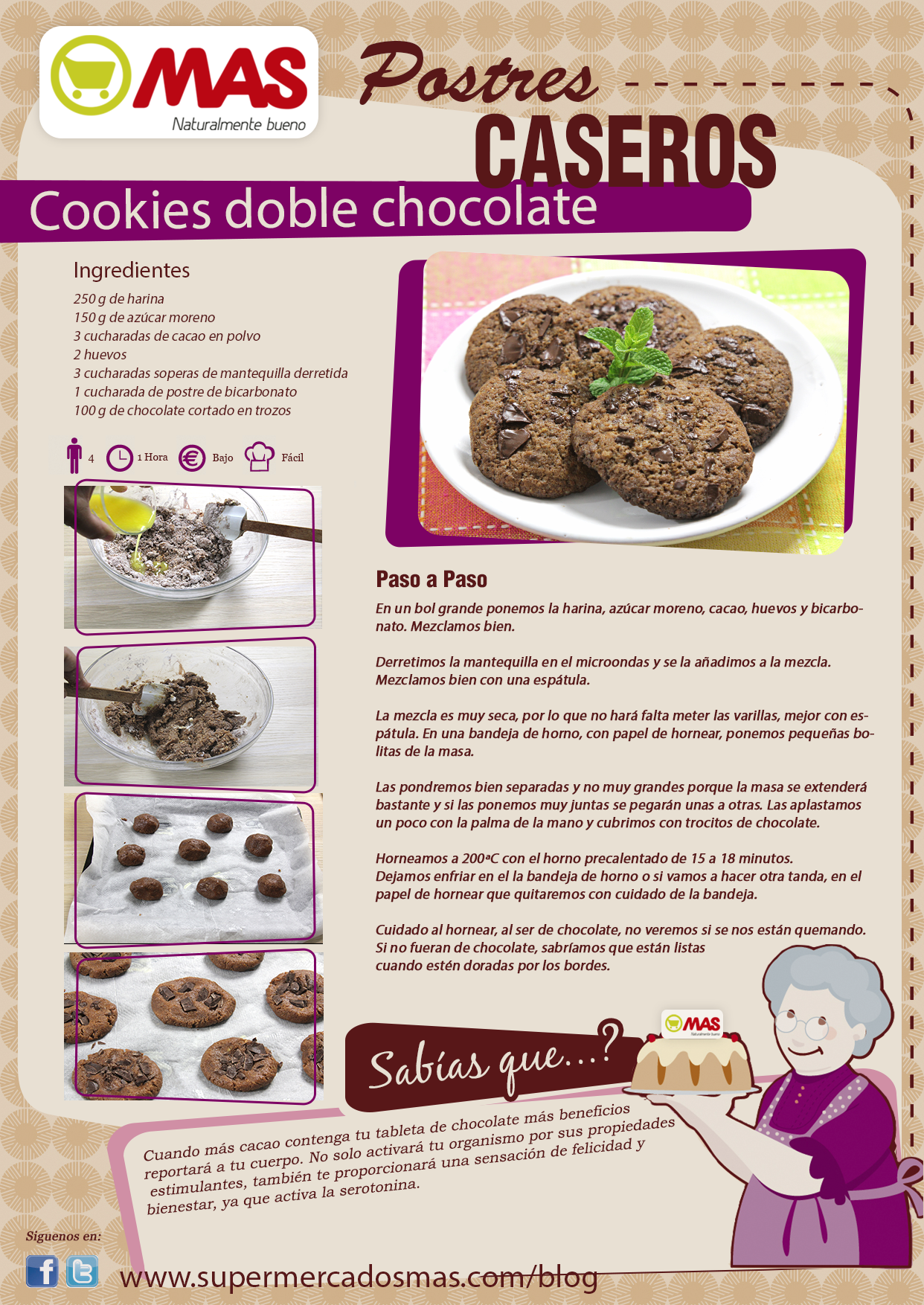 Receta de cookies doble chocolate