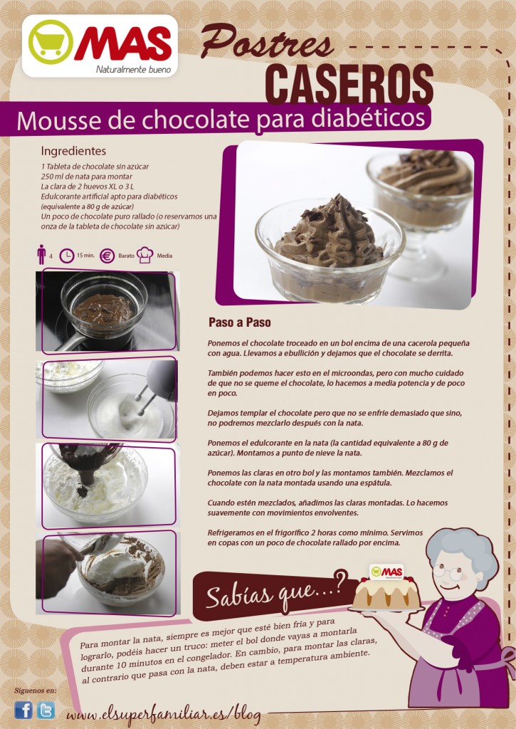 Mousse de chocolate para diabéticos