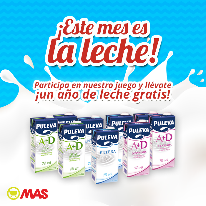 Sorteo de un año de leche Puleva gratis en Supermercados MAS