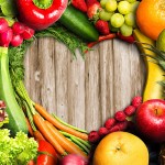 corazón frutas verduras